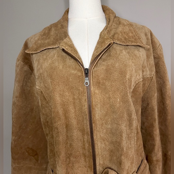 Y2K NEUTRAL ZONE Brown Suede Leather Jacket Belt Coat Indie Sleeze Western Sz 2X - Picture 4 of 16